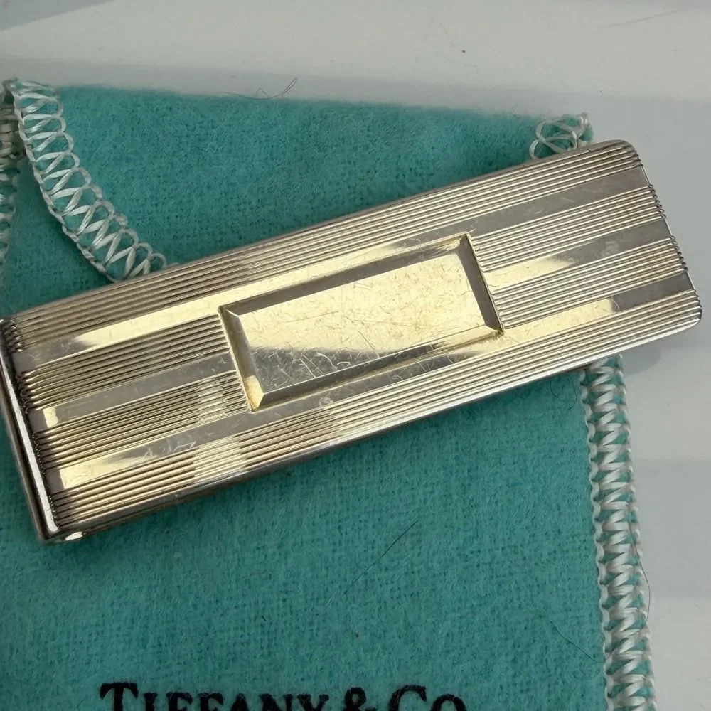 Tiffany & Co Authentic Sterling .925 Silver Pin Stripe Money Clip